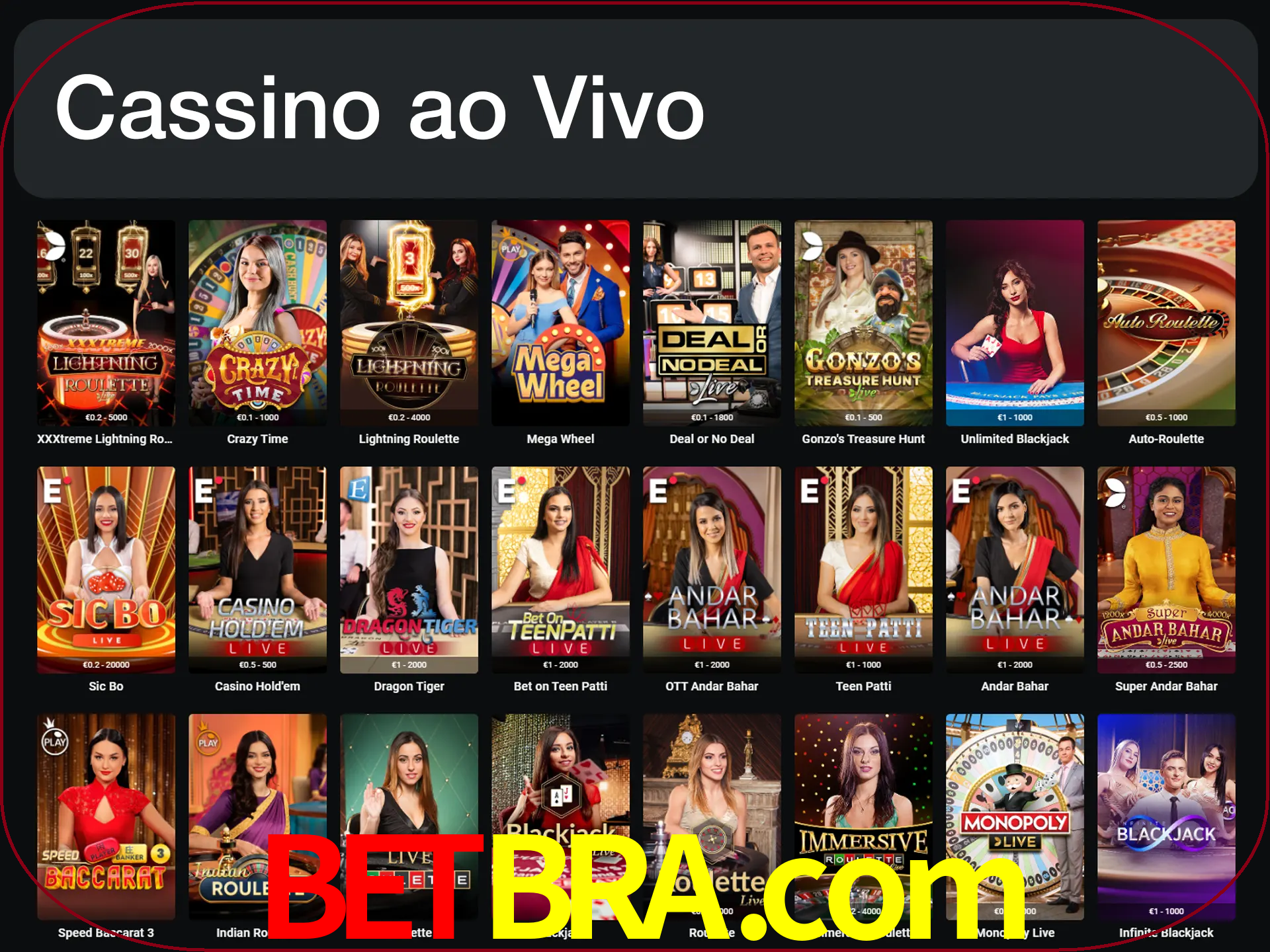 Jogue jogos de cassino com um verdadeiro dealer.